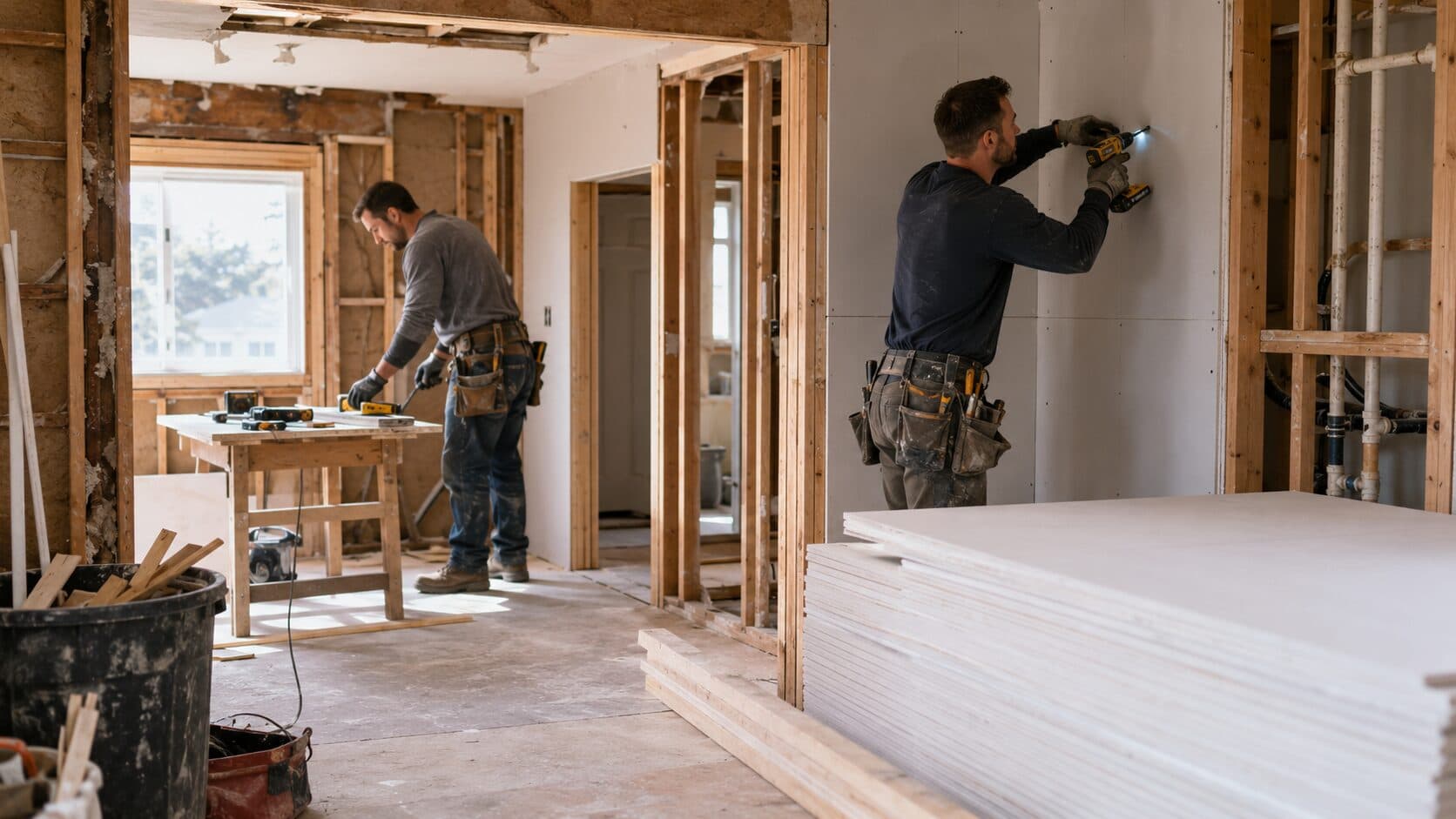 Reconstrucción completa de una casa tras daños a la propiedad en Washington